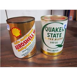 Shell Aeroshell W Tin / Quaker State Super Blend 5W30 Tin (Both Full)