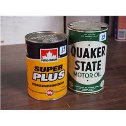 Petro Canada Super Plus Motor Oil Tin / Quaker State Motor Oil Tin (Both Empty)