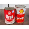 Image 1 : Texaco Ursa Super Plus Motor Oil Tin / Shell Rotella T Heavy Duty Oil Tin (Both Empty)