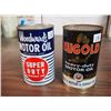 Image 1 : Woodward's Motor Oil Super Duty Detergent Type Tin / Nugold Heavy-Duty Motor Oil Tin (Both Full)