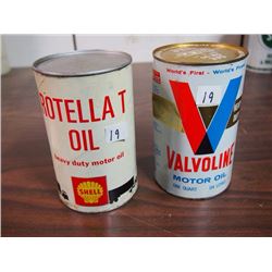 Shell Rotella T Oil Tin / Valvoline Motor Oil Tin (Both Full)