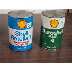 Shell Rotella T Multigrade Motor Oil Tin / Shell Aeroshell Fluid 4 Tin (Both Full)