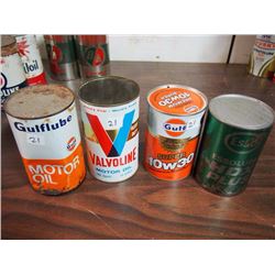 Gulflube Motor Oil Tin / Valvoline Motor Oil Tin / Gulf Super 10w30 Tin / Esso Essolube Hdx Plus Tin