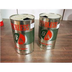 Peerless BA Heavy Duty Motor Oil Tins (2) (Empty)