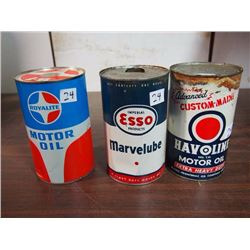 Royalite Motor Oil Tin / Esso Marvelube Motor Oil Tin / Havoline Extra Heavy Duty Motor Oil Tin (All