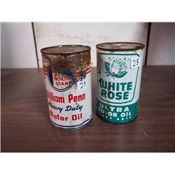 North Star William Penn Heavy Duty Motor Oil Tin / White Rose Ultra Motor Oil Tin (Both Empty)