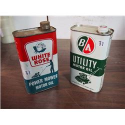 White Rose Power Mower Motor Oil Tin / BA Utility Motor Oil Tin (Both Empty)
