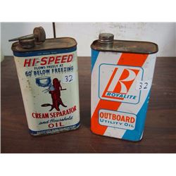 Hi-Speed Cream Separator Oil Tin/ Royalite Outboard Utility Oil Tin (Both Empty)