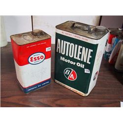 Esso Gearoil 1 Gal Tin / BA Autolene Motor Oil 2 Gal Tin (Both Empty)