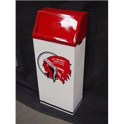 Red Indian Garbage Can W/ Decal on Each Side