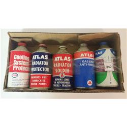 Atlas Cone Top Tins (4), Esso Cone Top Tin (1)