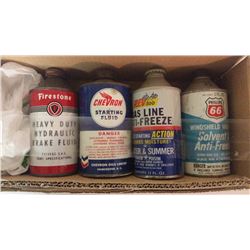 Assorted Cone Top Tins (4) (Firestone, Chevron, Rev500, Phillips 66)