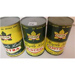 Maple Leaf Co-op Tins, (3) Empty, Excellent Condition