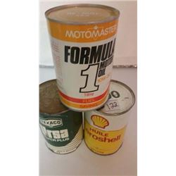 Full Litre Oil Tins (3) (Motomaster, Texaco, Shell)