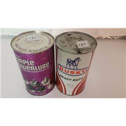Husky Quart Tins (2) (Purple Powerlube Full, Heavy Duty Empty)