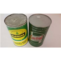 Full Chainsaw Oil Tins (2) (Castrol, Pioneer)