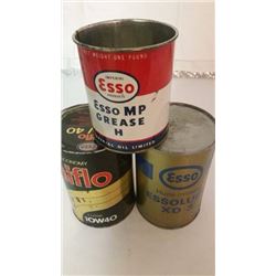 Assorted Tins (3) (Both Esso Oil Full, Esso Grease Empty)