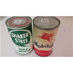 Full Quart Tins (2) (Quaker State, Mobiloil)