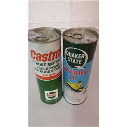 Oil Tins (2) (Quaker State, Castrol)