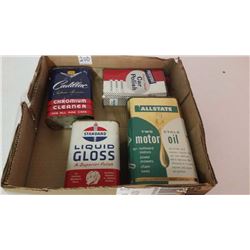 Assorted Square Tins (4) (Cadillac, Prestone, Standard, Allstate)