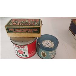 Tobacco Tins (2) & Matchbox