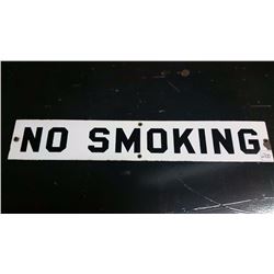 No Smoking Porcelain Sign - 24" - White & Black
