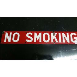 No Smoking Porcelain Sign - 24" - Red & White