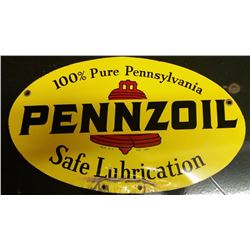 Pennzoil Oval Tin Sign - 19" Oil Rack Sign