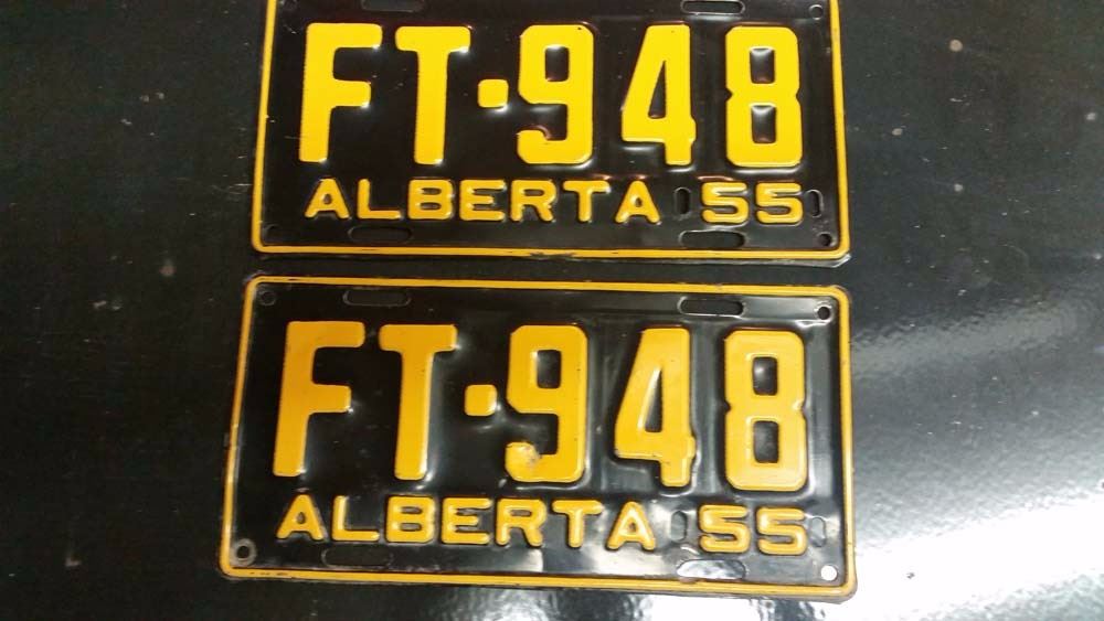 Licence Plates (2) Alberta 1955