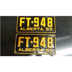 Licence Plates (2) Alberta 1955
