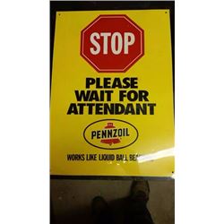 Pennzoil Stop Tin Sign - 24"