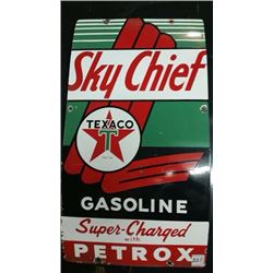 Texaco Sky Chief Porcelain Pump Sign - 22"