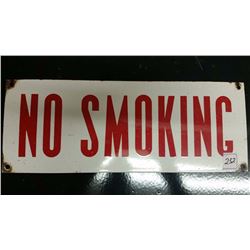 No Smoking Porcelain Sign - 16' White/Red