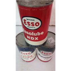 Assorted Empty Esso Quart Tins (3)
