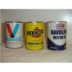 Oil Tins (3) (Valvomatic, Pennzoil, Texaco)
