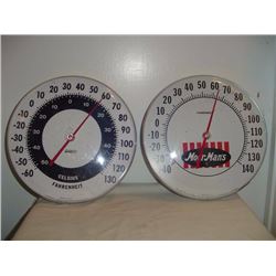 12 Inch Round Advertising Thermometers (2) (Ohio And Moormans)