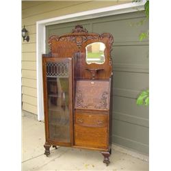Ornate Quarter Sawn Oak Secretary Bookcase