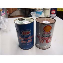Empty Aviation Tins Quarts (2) (Esso, Shell)