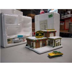Hawthorne Village Miniature, John's Service Station, John Deere Heartland Holiday Collection (W/ Cer