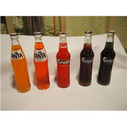 Unopened Antique Glass Soda Bottles (5) W/ Advertising Cases (2)(Fanta, Crush)