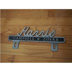 Licence Plater Topper - Harris, Campbell & Zoerb