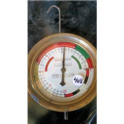 6" Brass Fuel Pump Tester Gauge, 1920's