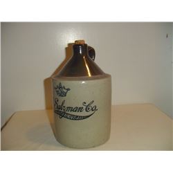 1/2 Gallon M Salzman Crock Advertising Jug
