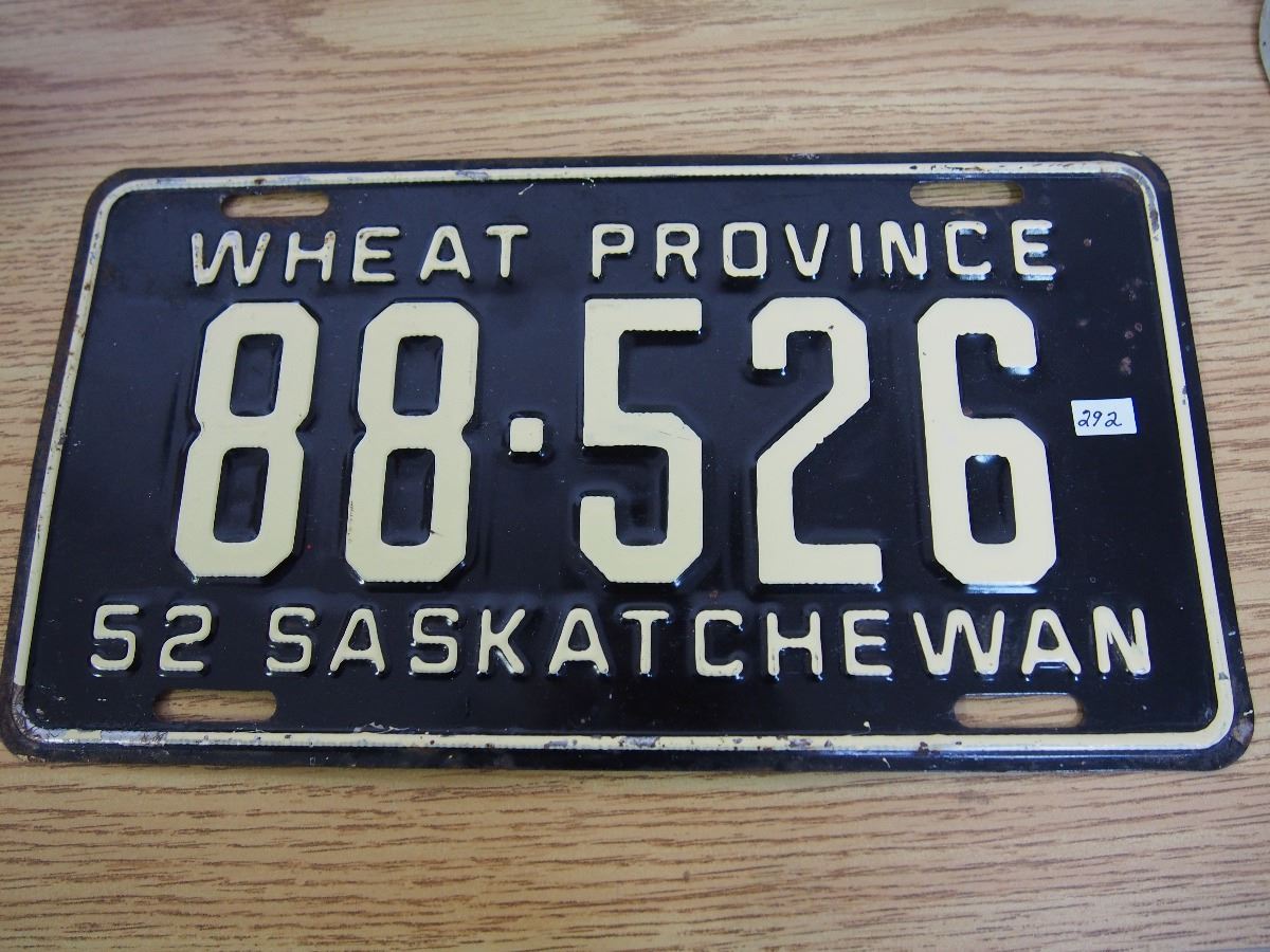 1952 Saskatchewan License Plate