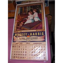 1943 Massey-Harris "Princesses" Dealer Calendar (Queen Elizabeth & Princess Margaret Pictured) Scarc