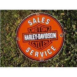 Harley Davidson Porcelain Sign (1960's 12" Round)