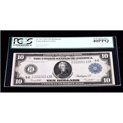 1914 Ten Dollar Richmond Federal Reserve Note PCGS