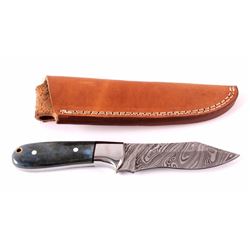 Damascus Exotic Camel Bone CFK Knife & Scabbard