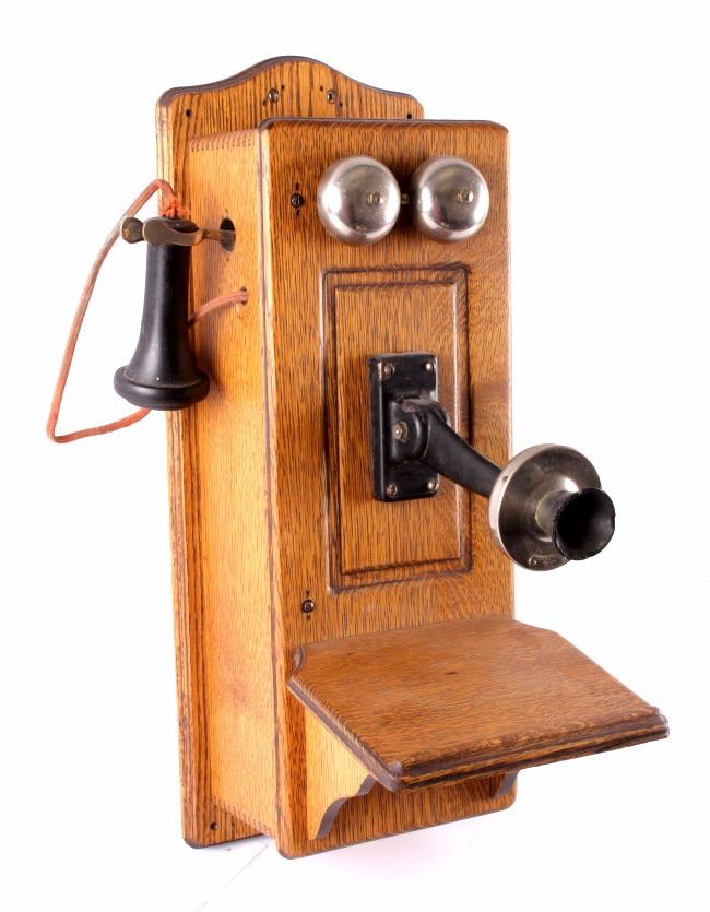 Antique Oak Wall Telephone