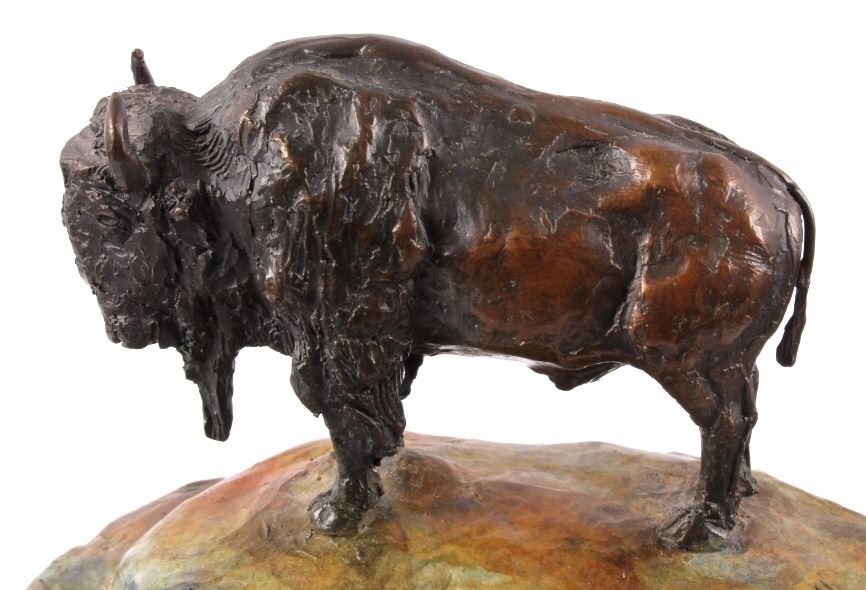 J. Bosick Buffalo Bronze Sculpture